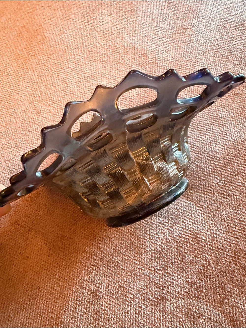 FENTON Carnival Glass Blackberry Basketweave Bowl